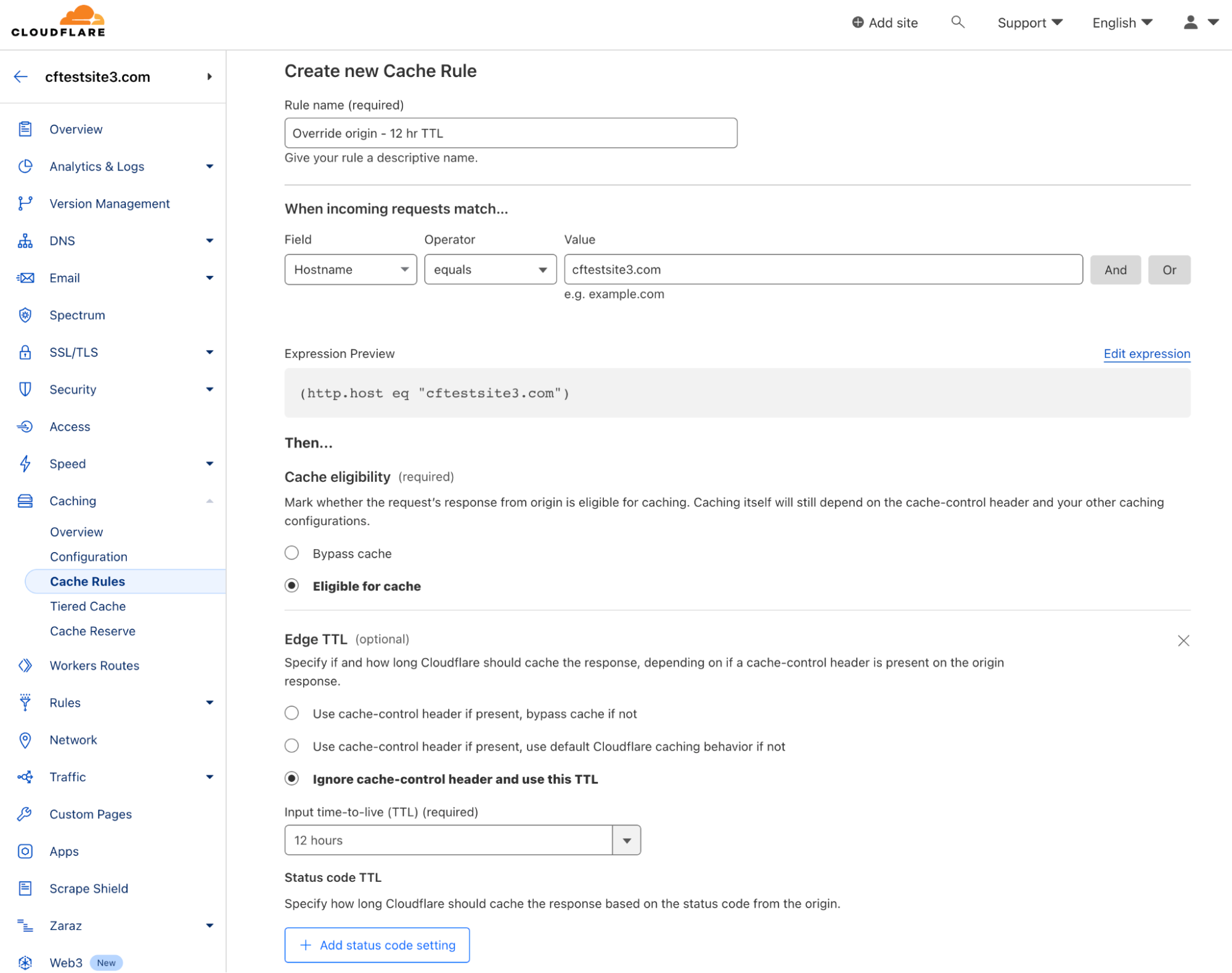 Cloudflare Cache Rules allow for granular control of caching.